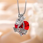 Collier avec Prénom Papillon Personnalisés Pendentif en Zircon et Coeur en Cristal Cadeau pour Femme
