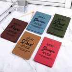 Personalised Best Dad Ever Leather Golf Scorecard Holder Yardage Book Cover with Kid Name Father’s Day Birthday Gift for Golf Lover