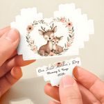 Personalized Rabbit Tiger Mother Baby Animal Heart Building Brick Puzzles with Text and Year First Mother's Day Gift for Mom