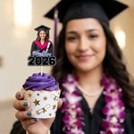 Personalised Graduation Photo Cupcake Topper with Name and Year Celebration Party Decor Graduation Gift for 2026 Graduates Students