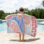 Personalised Multicolour Ocean Animals Quick Dry Oversized Beach Towel with Name Travel Essentials Birthday Summer Holiday Party Gift for Ocean Lover