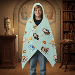 Gepersonaliseerde Cartoon Heilige Heiligen van de Hemel Beschermer Zachte Hooded Deken met Naam Verjaardag Doop Cadeau voor Kinderen Christenen