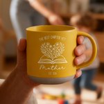 Personalized Book Flower Line Art 12 oz Ceramic Mug with Name and Date Daily Use Mother's Day Gift for Mom Grandma