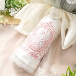 Personalized Embroidered Monogram Letter Wedding Bouquet Wrap with 4 Pieces Pearl Pin for Bride Wedding Flower Decor