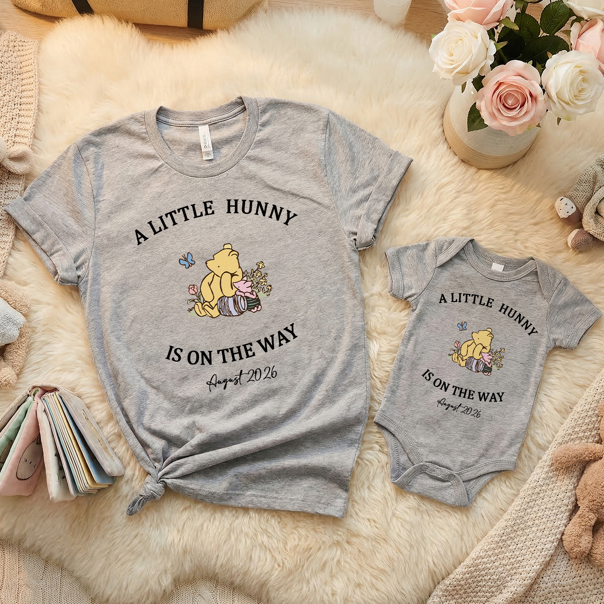 Discover Personalized A Little Huney Classic Winnie the Pooh 100% Cotton T-shirt Baby Bodysuit with Name Birthday Mother's Day Gift for Baby Mother