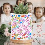 Personalized Flower Holding Mom Hands Ceramic Plant Pot and Bamboo Base with Name Birthday Mother's Day Gift for Mothers Kids