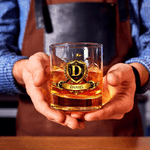 Personalized Golf Badge 10 oz Whiskey Glass with Name and Initial Father's Day Birthday Gift for Golfers Golf Lovers Men
