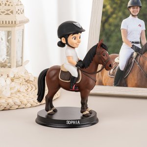 Personalised Cute 3D Photo Horse Riding Figurine with Name Desktop Decoration Birthday Gift for Equestrian Lovers