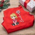 Personalised Cartoon Character Birth Flower Name Adjustable Kid Apron Chef Hat Set with Pocket for Cooking Christmas Birthday Gift for Boys Girls