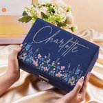 Personalised Birth Flower Multi-Compartments Velvet Jewellery Storage Box with Name Daily Use Birthday Mother's Day Gift for Woman Mom