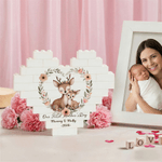 Personalized Rabbit Tiger Mother Baby Animal Heart Building Brick Puzzles with Text and Year First Mother's Day Gift for Mom