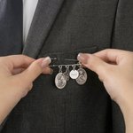 Personalized Patron Saint Lapel Pin with Initial Name and Text Wedding Keepsake Wedding Birthday Gift for Groom Catholics