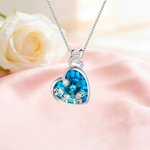 Personalized Heart Shaped Birthstone Mother Child Elephant Dazzling with Crystal Necklace Gift for Her