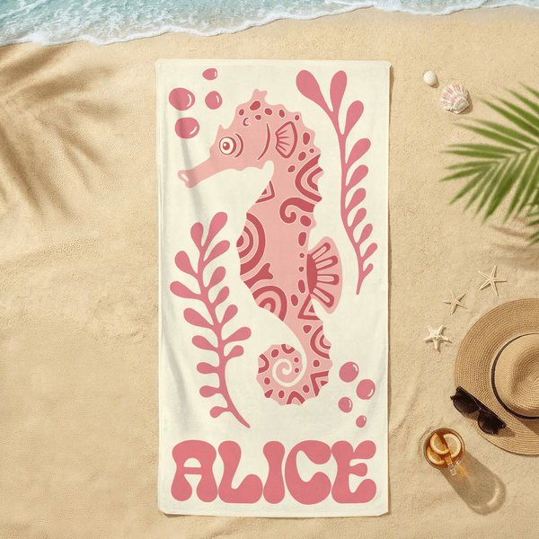 Personalized Multicolor Ocean Animals Quick Dry Oversized Beach Towel with Name Travel Essentials Birthday Summer Vacation Party Gift for Ocean Lover