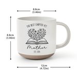 Personalized Book Flower Line Art 12 oz Ceramic Mug with Name and Date Daily Use Mother's Day Gift for Mom Grandma