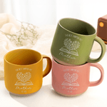 Personalized Book Flower Line Art 12 oz Ceramic Mug with Name and Date Daily Use Mother's Day Gift for Mom Grandma