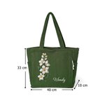 Personalisierter Cord Shopper mit Geburtsblume im Cloisonné-Effekt | mit Namen | große Kapazität | Tote Bag | Muttertag Geburtstag Geschenk für Damen