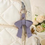 Personalised Multicolour PU Leather Bow Bag Charm Keychain with Initial Birthday Christmas Gift for Woman Girl