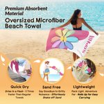 Personalized Rainbow Smile Sun Quick Dry Oversized Microfiber Beach Towel with Name Summer Beach Party Use Birthday Gift for Family Friend Girl