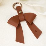 Personalised Multicolour PU Leather Bow Bag Charm Keychain with Initial Birthday Christmas Gift for Woman Girl