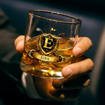 Personalized Golf Badge 10 oz Whiskey Glass with Name and Initial Father's Day Birthday Gift for Golfers Golf Lovers Men