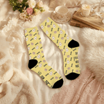 Personalised Multicolour Bear Heart Baby Bottle Soft Mid-Calf Socks with Name and Text Daily Wear Pregnancy Mother's Day Gift for New Mom Wife Friend