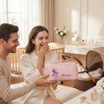 Personalised Birth Flower PU Leather Wide Opening Makeup Bag with Name Travel Essential Daily Use Birthday Gift for Women