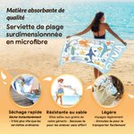 Serviette de plage à séchage rapide personnalisée avec nom - Design d'animaux marins - Cadeau d'anniversaire vacances pour les enfants