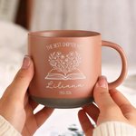 Personalized Book Flower Line Art 12 oz Ceramic Mug with Name and Date Daily Use Mother's Day Gift for Mom Grandma