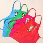 Personalised Cartoon Character Birth Flower Name Adjustable Kid Apron Chef Hat Set with Pocket for Cooking Christmas Birthday Gift for Boys Girls