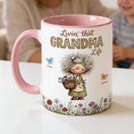 Personalised Cute Cartoon Grandma Butterfly 11 oz 15 oz Ceramic Coffee Mug with Names Mother's Day Birthday Gift for Grandma