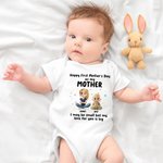 Personalized Cute Cartoon Mom Baby 100% Cotton T-shirt Baby Bodysuit with Name Mother's Day Gift for New Mom Newborn