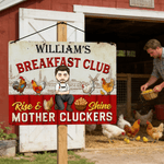 Personalized Farm Cartoon Character Tinplate Sheet Hanging Painting with Name Chicken Coop Decoration Birthday Gift for Farmer Dad Mom