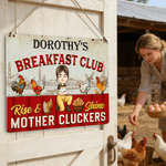 Personalized Farm Cartoon Character Tinplate Sheet Hanging Painting with Name Chicken Coop Decoration Birthday Gift for Farmer Dad Mom