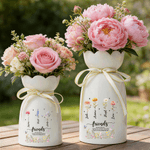 Personalized Star Butterfly Birth Flower Ceramic Vase with 2-6 Names Birthday Friendship Graduation Gift for Friends