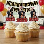 Personalised Graduation Photo Cupcake Topper with Name and Year Celebration Party Decor Graduation Gift for 2026 Graduates Students