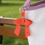 Personalised Multicolour PU Leather Bow Bag Charm Keychain with Initial Birthday Christmas Gift for Woman Girl