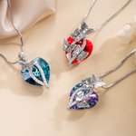 Collier avec Prénom Papillon Personnalisés Pendentif en Zircon et Coeur en Cristal Cadeau pour Femme