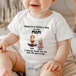 Personalized Cute Cartoon Mom Baby 100% Cotton T-shirt Baby Bodysuit with Name Mother's Day Gift for New Mom Newborn