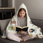 Gepersonaliseerde Cartoon Heilige Heiligen van de Hemel Beschermer Zachte Hooded Deken met Naam Verjaardag Doop Cadeau voor Kinderen Christenen