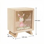 Tirelire en bois personnalisée avec nom nom - Design de lapin mignon - Cadeau de Pâques pour les filles