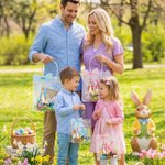 Personalized Cute Peter Rabbit Initial Clear Gift Bag with Name and Pink Bow Ribbon Easter Party Favors Gift for Kids