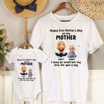 Personalized Cute Cartoon Mom Baby 100% Cotton T-shirt Baby Bodysuit with Name Mother's Day Gift for New Mom Newborn