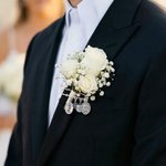 Personalized Patron Saint Lapel Pin with Initial Name and Text Wedding Keepsake Wedding Birthday Gift for Groom Catholics