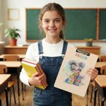 Porte-blocs en acrylique personnalisé avec nom Fille lisant un dessin animé Cadeau d'anniversaire pour étudiants