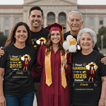 Personalised Class of 2026 Cartoon Character 100% Cotton Kid Adult T-shirt with Name Daily Wear Graduation Gift for Graduate Family