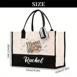 Personalized Mama Bow Flower Large Tote Bag Portable Makeup Bag with Name Birthday Mother's Day Gift for Mom Grandma Family