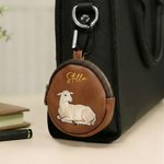 Sac de rangement pour chapelet en cuir PU avec nom Cadeau religieux de baptême pour les chrétiens