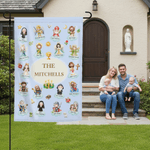 Personalized Cartoon Holy Saints of Heaven Guardian Garden Flag with Name Yard Porch Decor Birthday Children's Day Gift for Kids Christians
