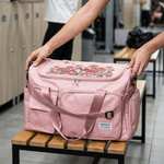 Personalized Birth Flower Multi-Compartment Large Travel Bag with Name and Shoulder Strap Travel Essential Birthday Gift for Women